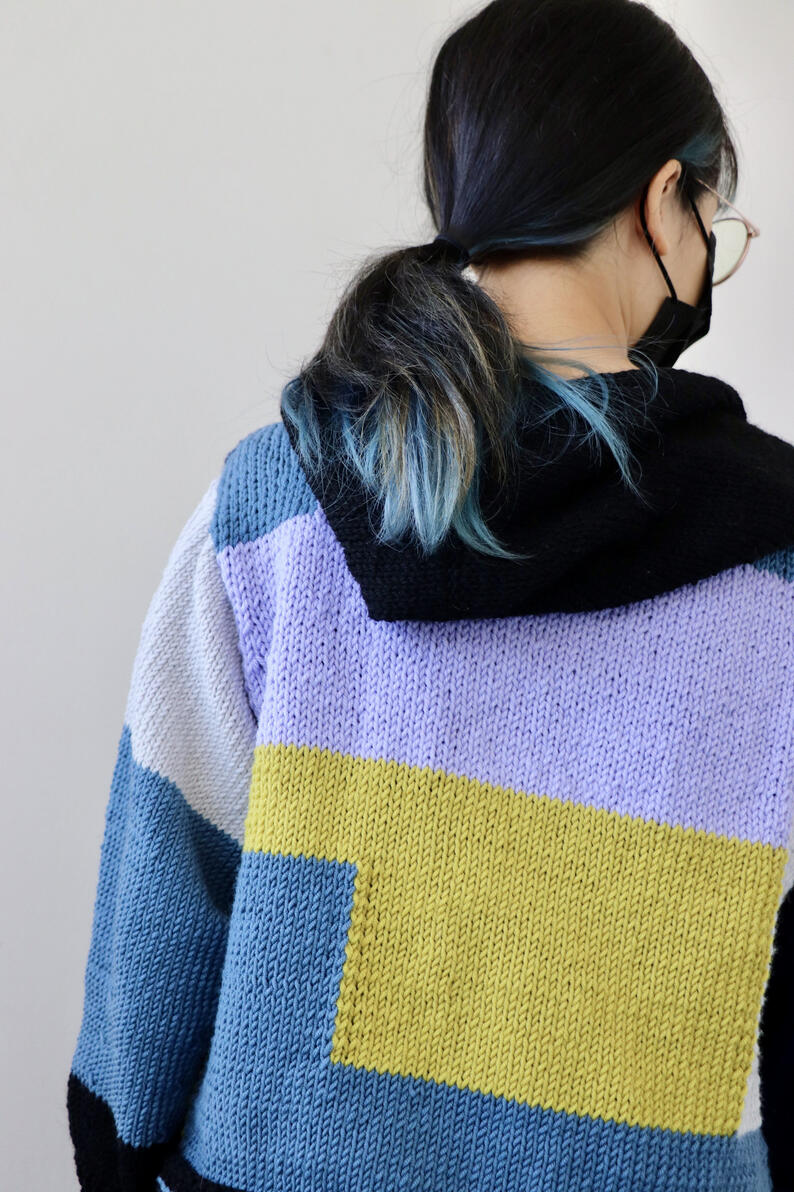 Colours in Blocks Cardigan Back