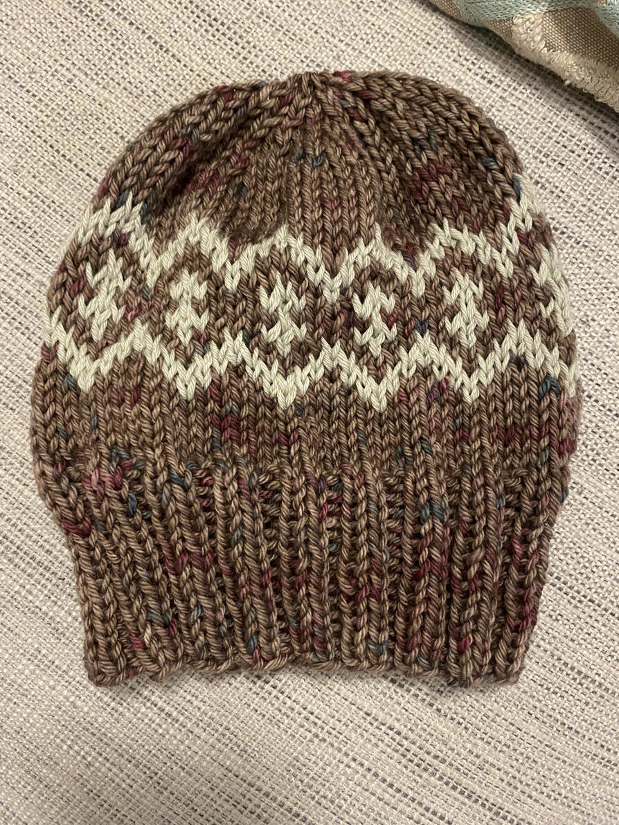Brown colourwork hat